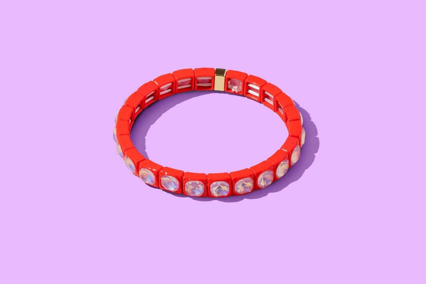 Stretch Bracelet - Enamel w/ Circle Stones - Zoe: Orange - Bria Blair Creative