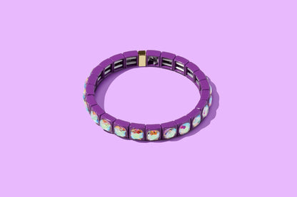 Stretch Bracelet - Enamel w/ Circle Stones - Zoe: Red - Bria Blair Creative