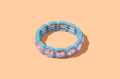 Stretch Bracelet - Enamel w/ Large Stones - Elise: Blue - Bria Blair Creative