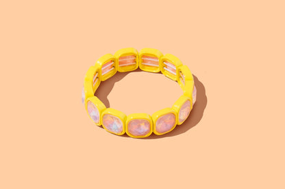 Stretch Bracelet - Enamel w/ Large Stones - Elise: Green - Bria Blair Creative