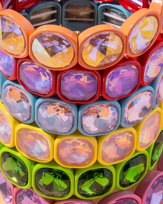 Stretch Bracelet - Enamel w/ Large Stones - Elise: Orange - Bria Blair Creative