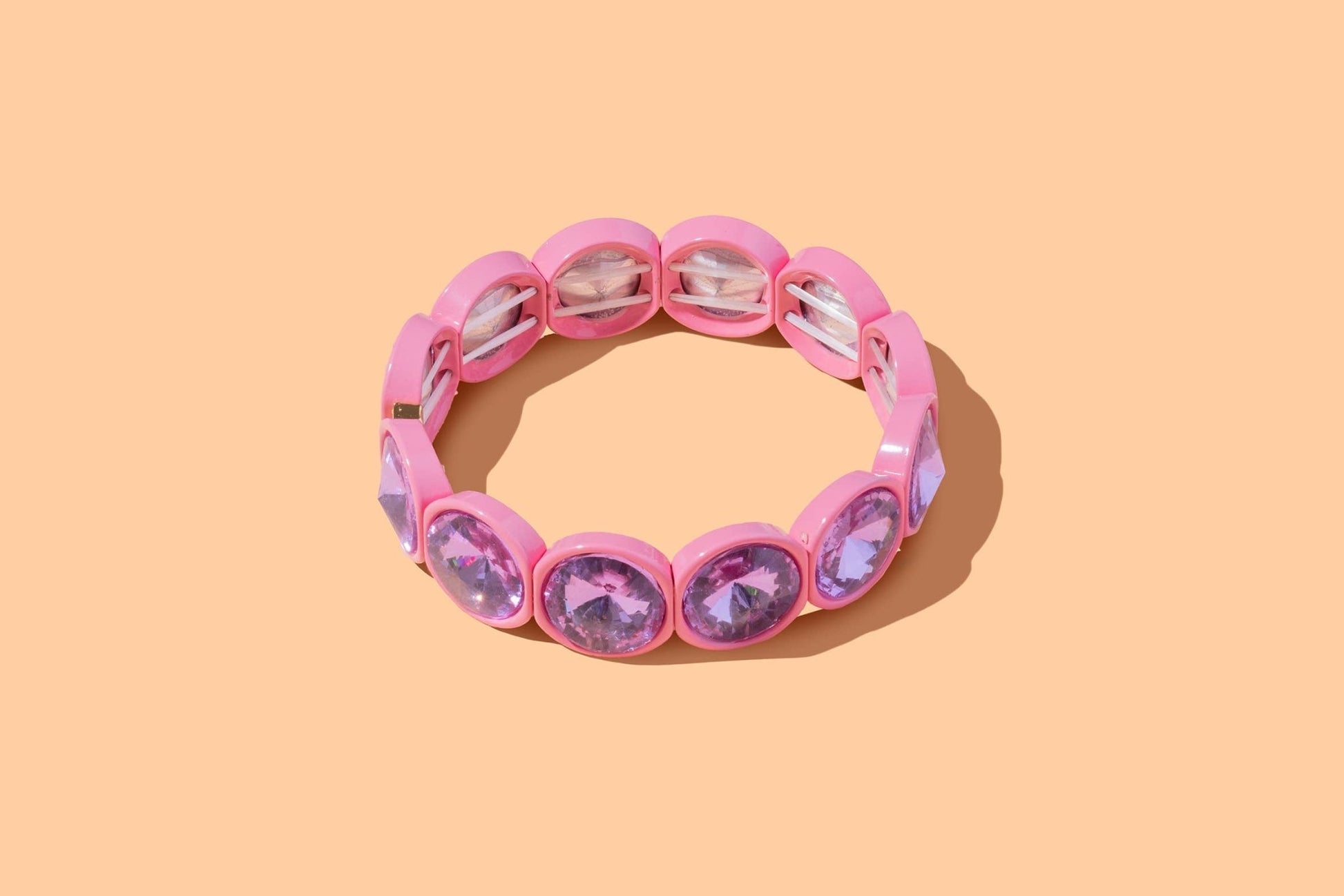 Stretch Bracelet - Enamel w/ Large Stones - Elise: Orange - Bria Blair Creative