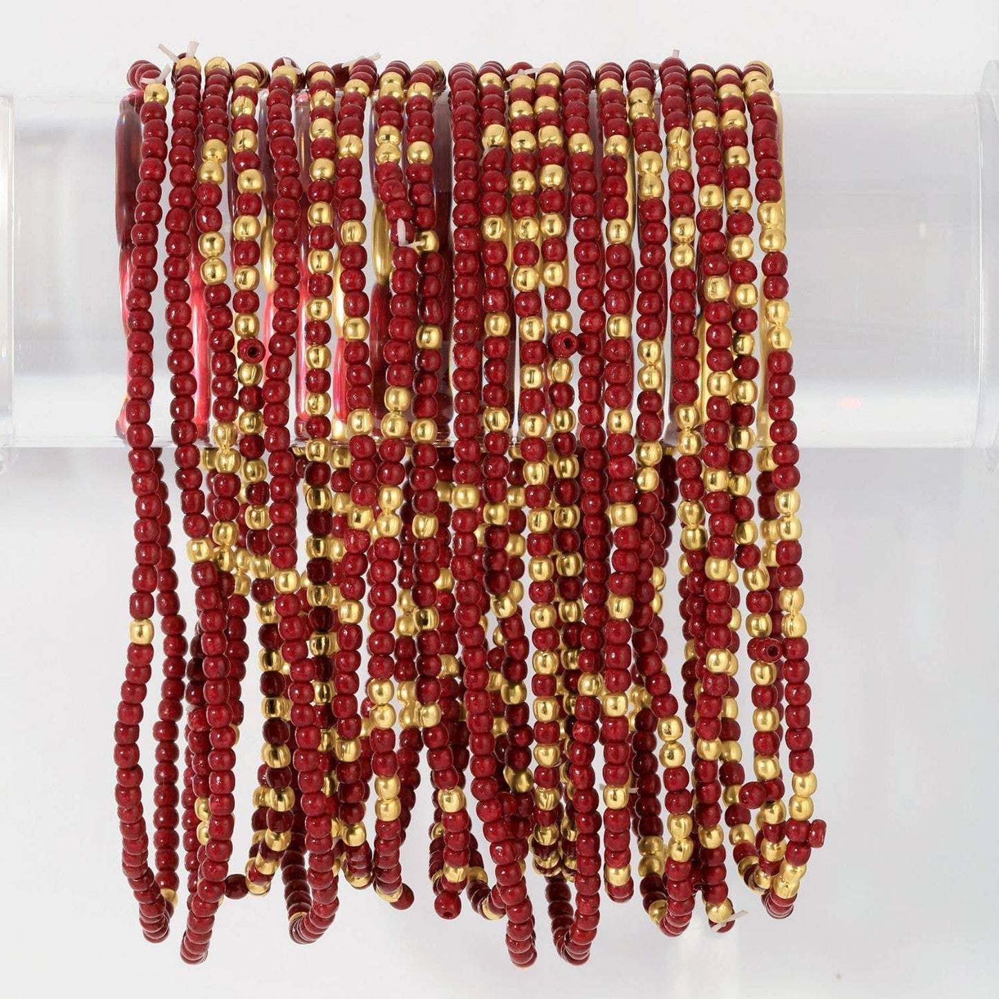 Stretch Seed Bead Solid Game Day Bracelets: Maroon - Bria Blair Creative