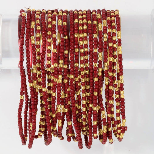 Stretch Seed Bead Solid Game Day Bracelets: Maroon - Bria Blair Creative