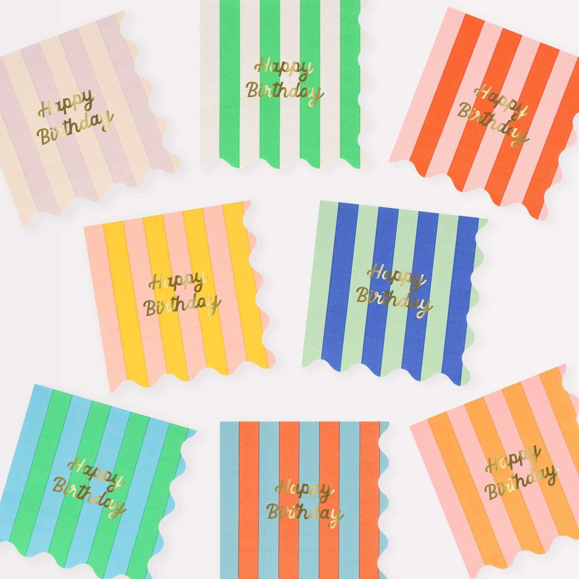 Stripe Happy Birthday Small Napkins - Bria Blair Creative