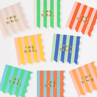 Stripe Happy Birthday Small Napkins - Bria Blair Creative