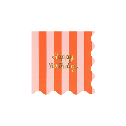 Stripe Happy Birthday Small Napkins - Bria Blair Creative