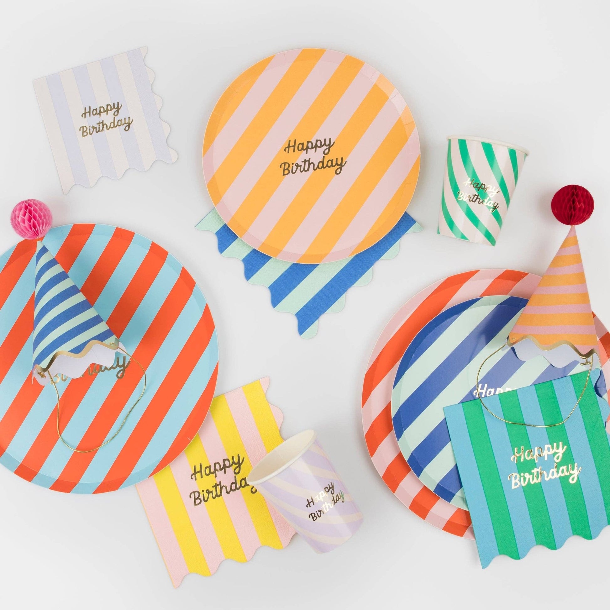 Stripe Happy Birthday Small Napkins - Bria Blair Creative
