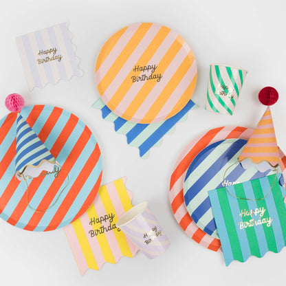 Stripe Happy Birthday Small Napkins - Bria Blair Creative