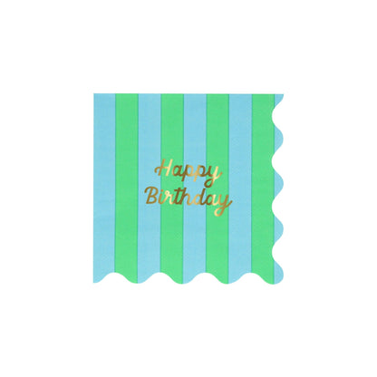 Stripe Happy Birthday Small Napkins - Bria Blair Creative