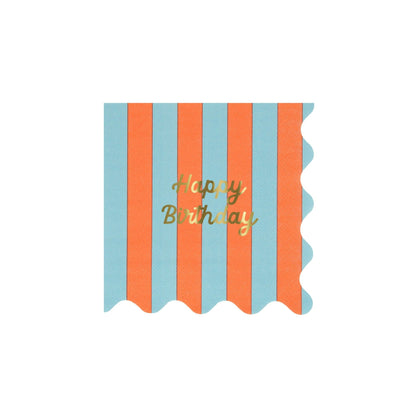 Stripe Happy Birthday Small Napkins - Bria Blair Creative
