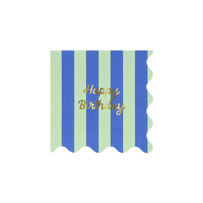 Stripe Happy Birthday Small Napkins - Bria Blair Creative