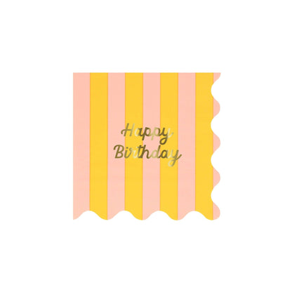 Stripe Happy Birthday Small Napkins - Bria Blair Creative