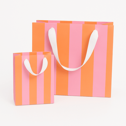 Stripe Pink & Orange Gift Paper Bag | Medium 8x10 - Bria Blair Creative
