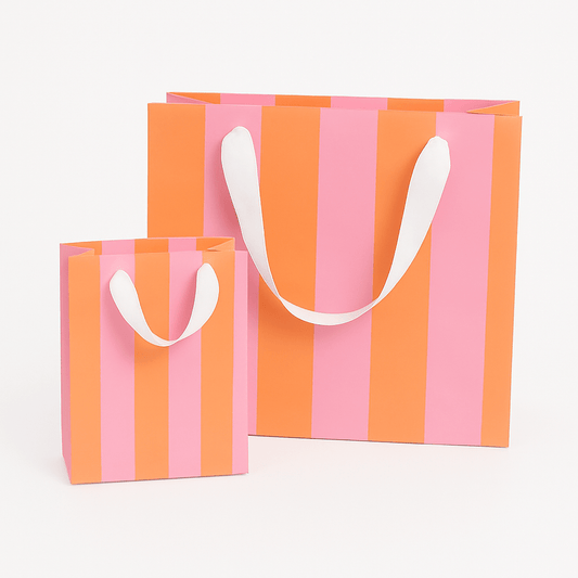 Stripe Pink & Orange Gift Paper Bag | Medium 8x10 - Bria Blair Creative