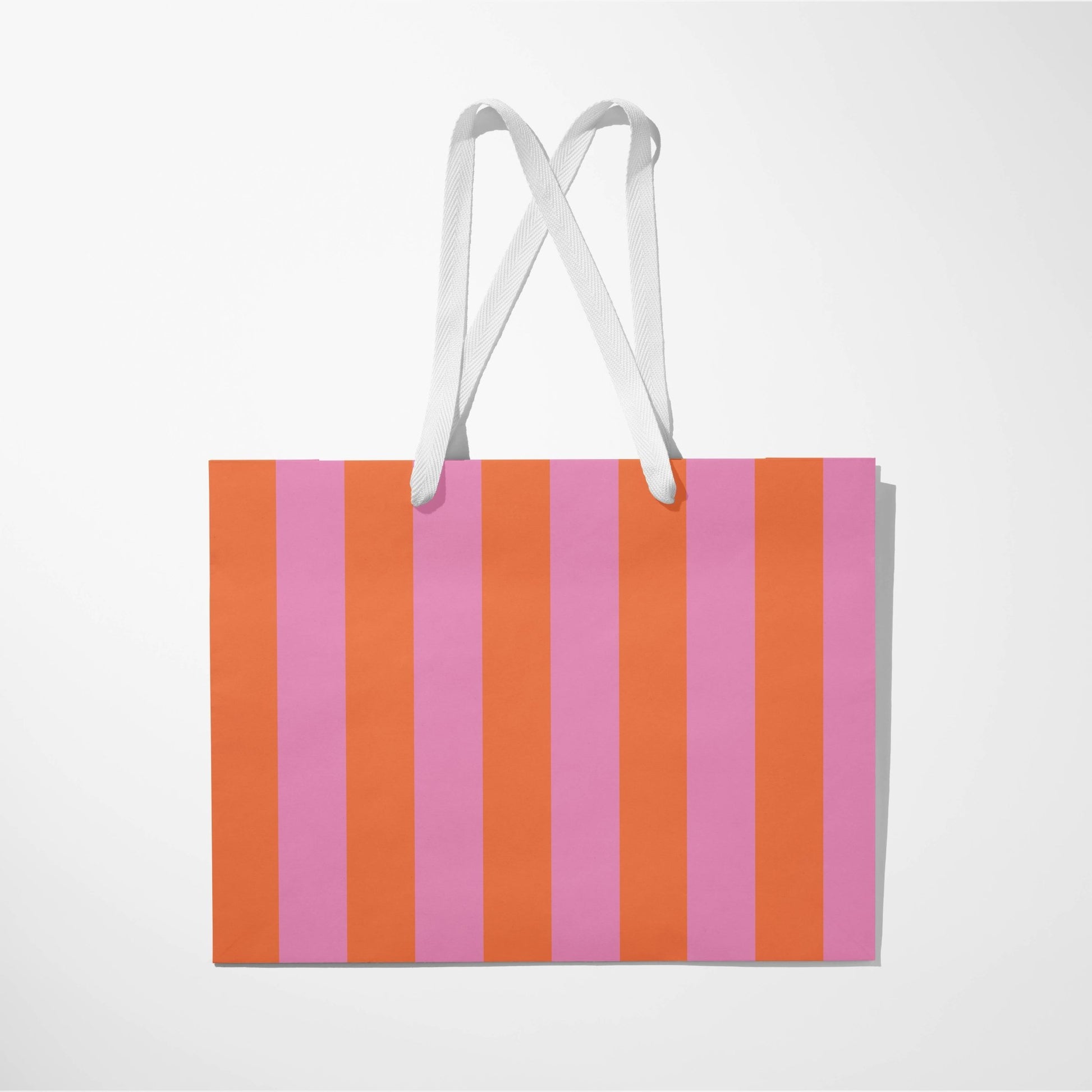 Stripe Pink & Orange Gift Paper Bag | Medium 8x10 - Bria Blair Creative