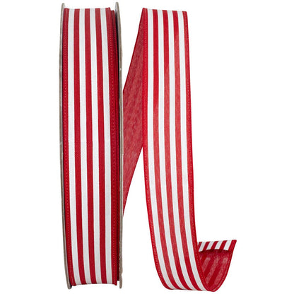 Striped Linen Value Wired, Red/white, 1-1/2 In, 50 Yards - Bria Blair Creative