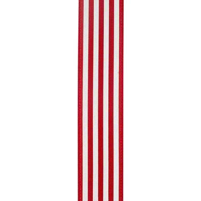 Striped Linen Value Wired, Red/white, 1-1/2 In, 50 Yards - Bria Blair Creative
