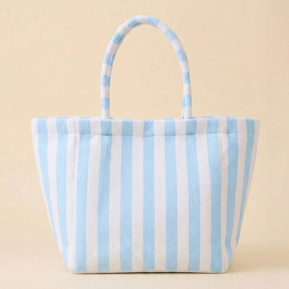 Striped Terry Tote Bag: Blue - Bria Blair Creative