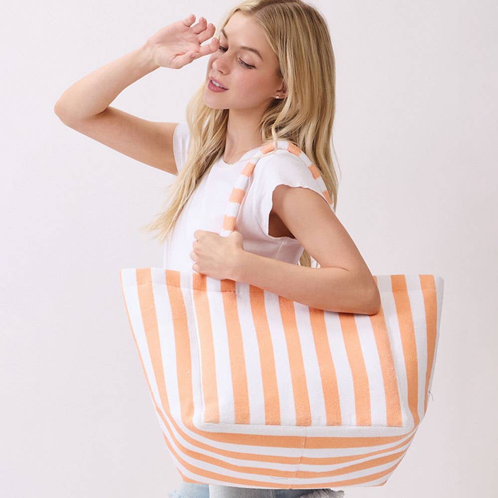 Striped Terry Tote Bag: Blue - Bria Blair Creative
