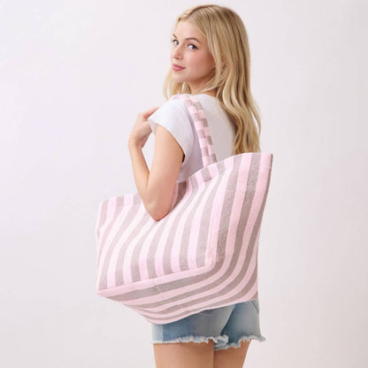 Striped Terry Tote Bag: Green - Bria Blair Creative