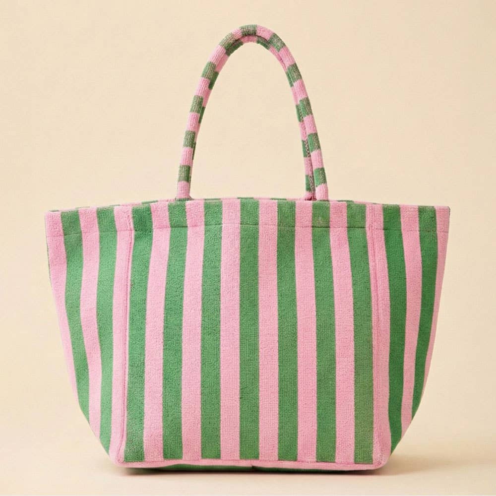 Striped Terry Tote Bag: Green - Bria Blair Creative