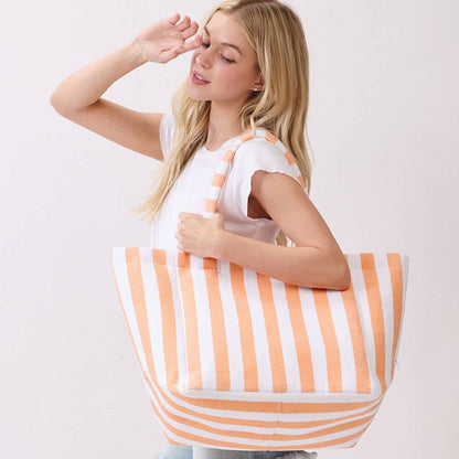 Striped Terry Tote Bag: Green - Bria Blair Creative