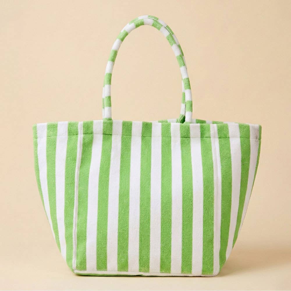 Striped Terry Tote Bag: Green - Bria Blair Creative