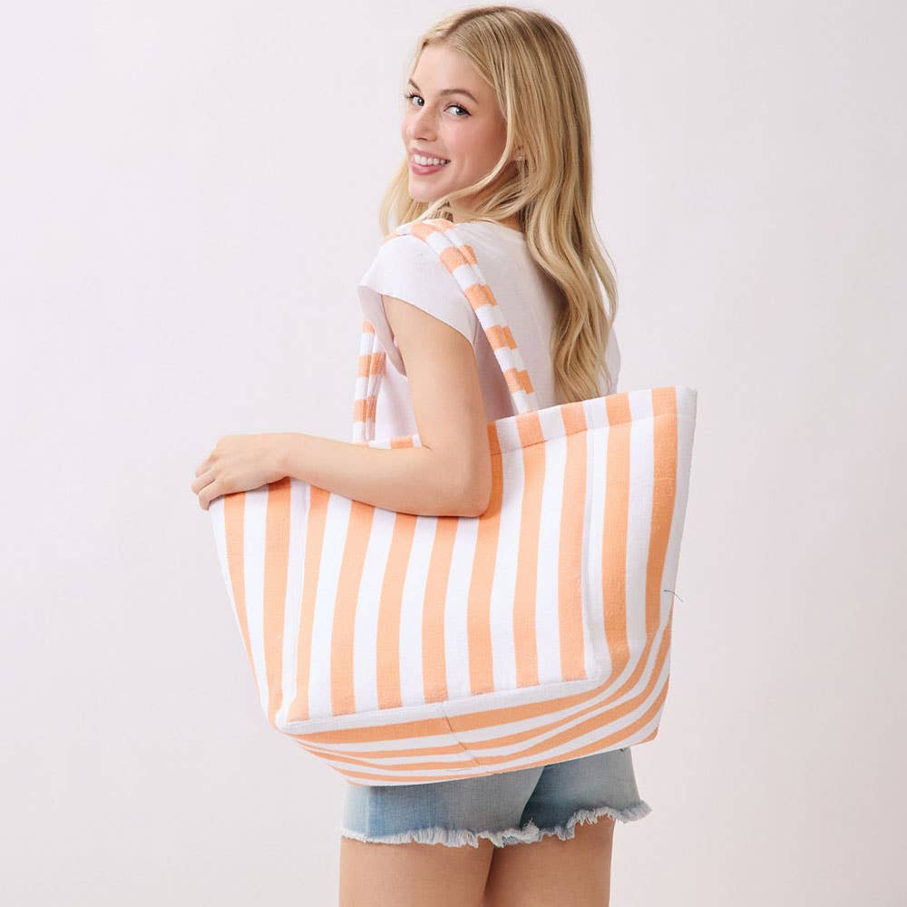 Striped Terry Tote Bag: Green - Bria Blair Creative