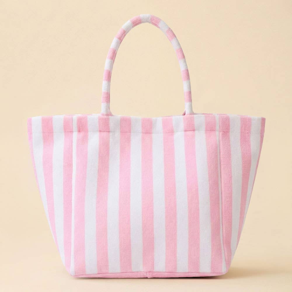 Striped Terry Tote Bag: Pink - Bria Blair Creative