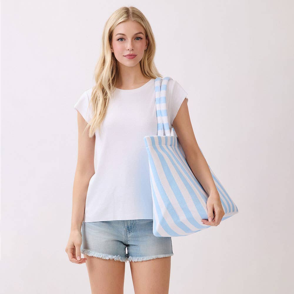 Striped Terry Tote Bag: Pink - Bria Blair Creative