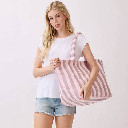 Striped Terry Tote Bag: Pink - Bria Blair Creative