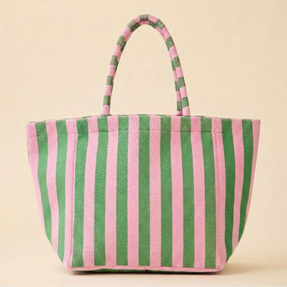 Striped Terry Tote Bag: Pink - Bria Blair Creative