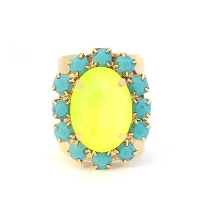 Suki Adjustable Multi - Stone Ring with High Quality Crystals: Yellow - Bria Blair Creative