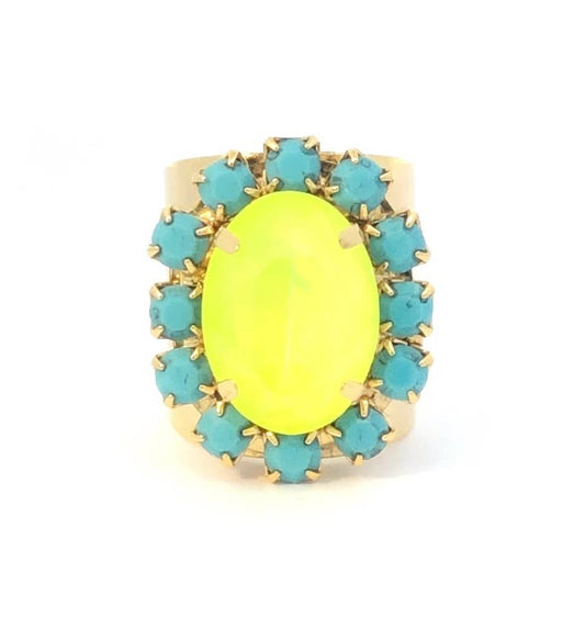 Suki Adjustable Multi - Stone Ring with High Quality Crystals: Yellow - Bria Blair Creative
