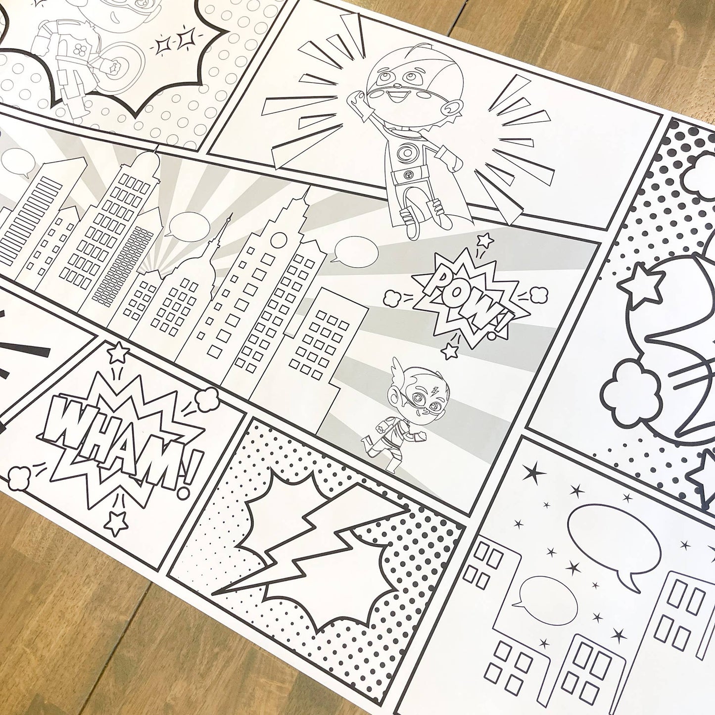 Superhero Party Coloring Table Runner| Happy Birthday: Happy Birthday - Bria Blair Creative