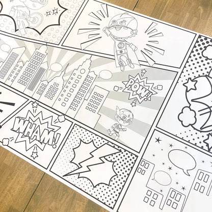 Superhero Party Coloring Table Runner| Happy Birthday: Happy Birthday - Bria Blair Creative