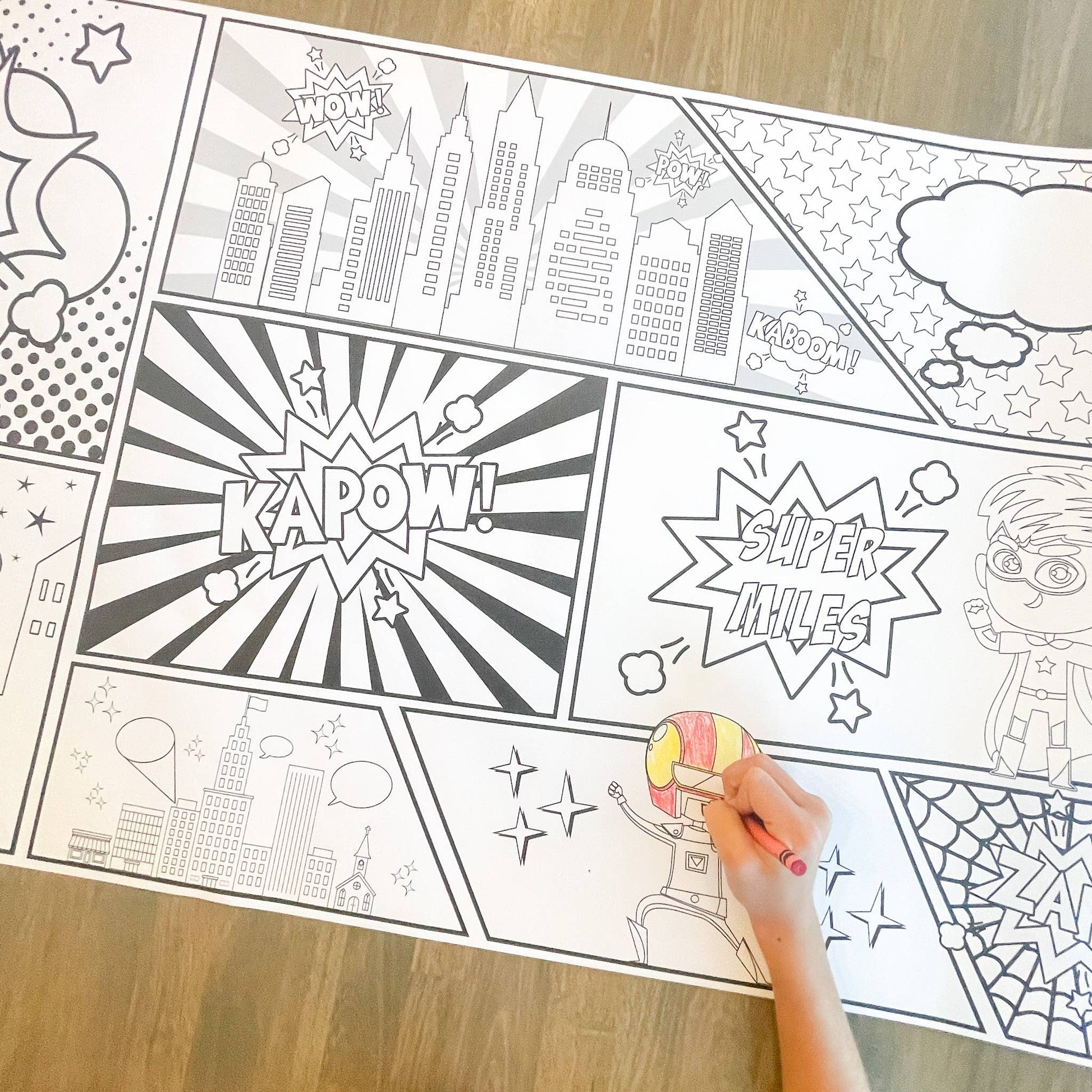 Superhero Party Coloring Table Runner| Happy Birthday: Happy Birthday - Bria Blair Creative