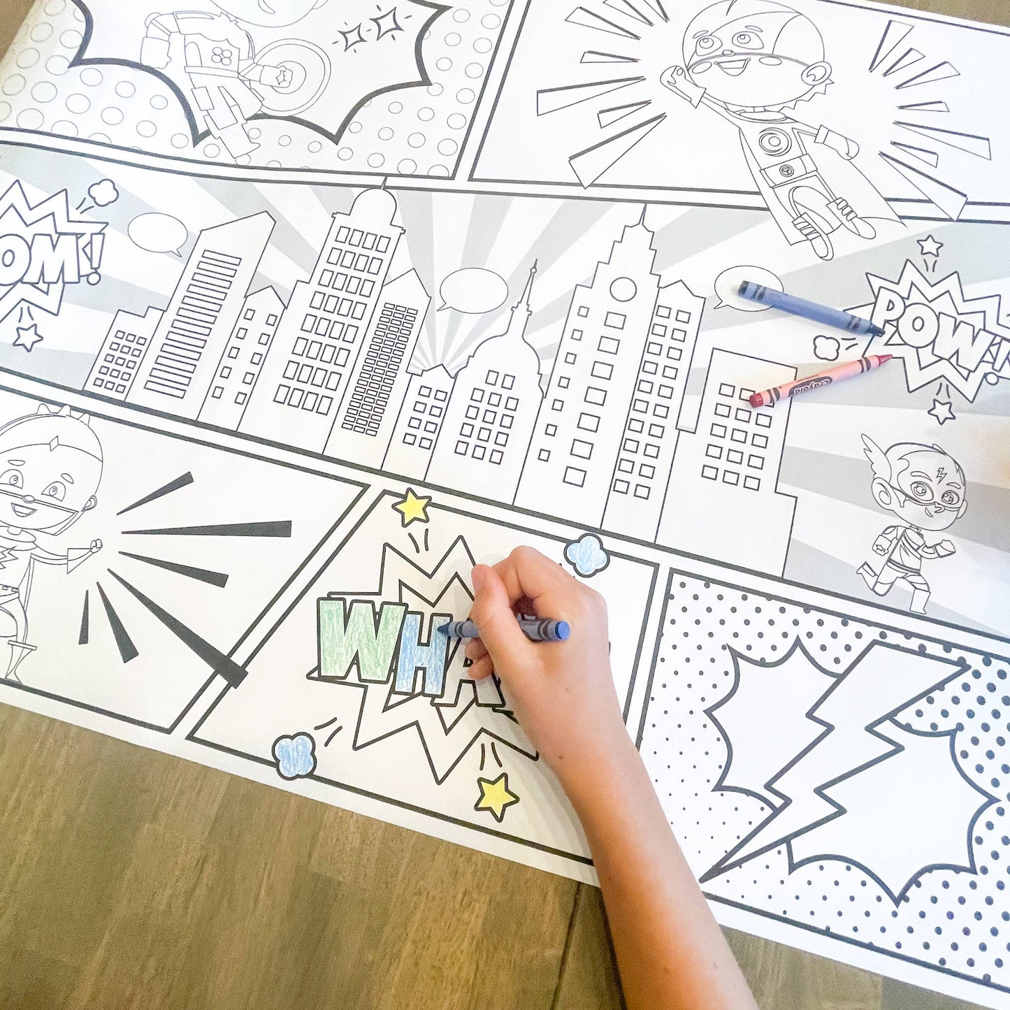 Superhero Party Coloring Table Runner| Happy Birthday: Happy Birthday - Bria Blair Creative