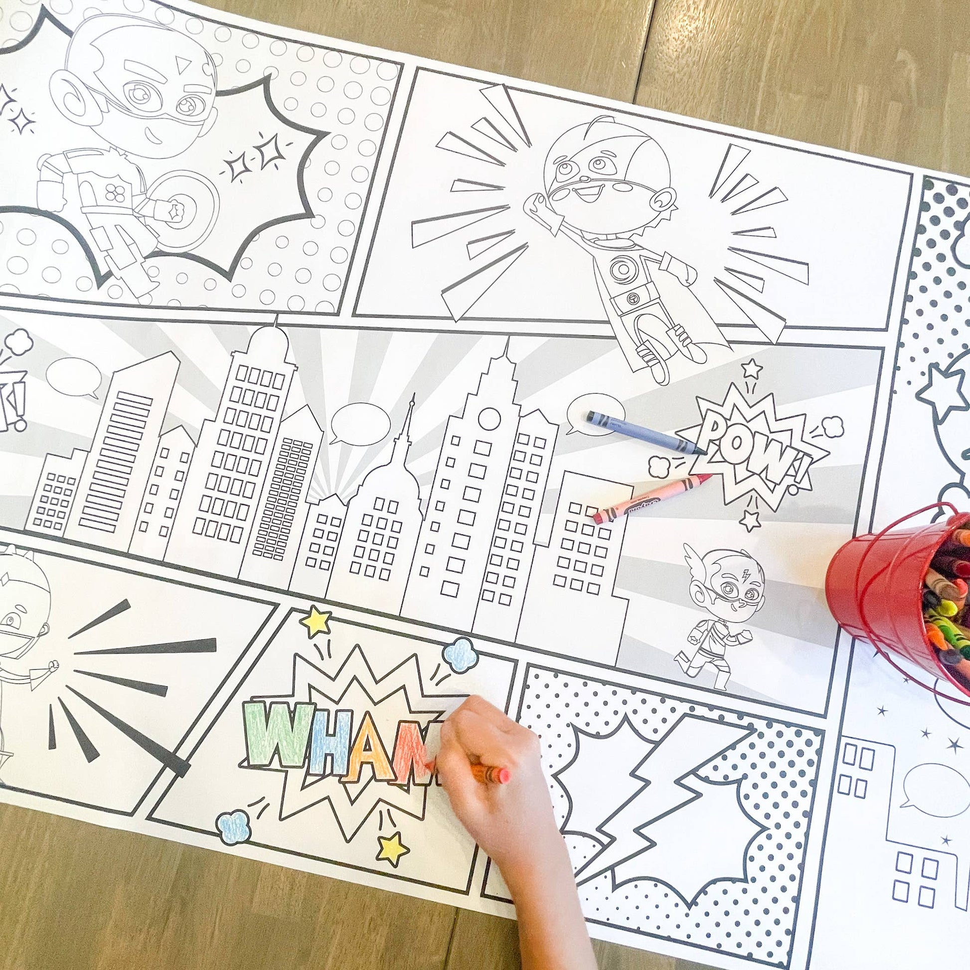 Superhero Party Coloring Table Runner| Happy Birthday: Happy Birthday - Bria Blair Creative