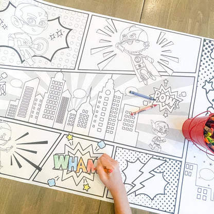 Superhero Party Coloring Table Runner| Happy Birthday: Happy Birthday - Bria Blair Creative