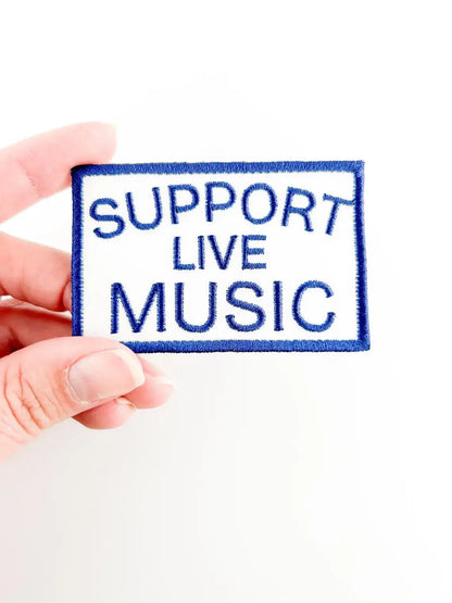 Support Live Music Embroidered Iron On Patch, Trucker Hat - Bria Blair Creative