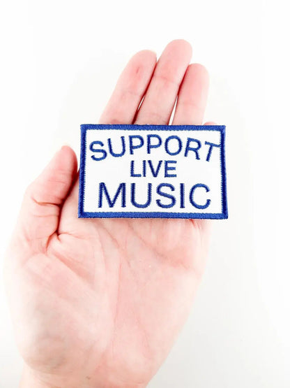 Support Live Music Embroidered Iron On Patch, Trucker Hat - Bria Blair Creative