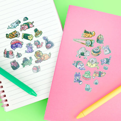 Sushi Animals Vinyl Sticker Sheet - Bria Blair Creative