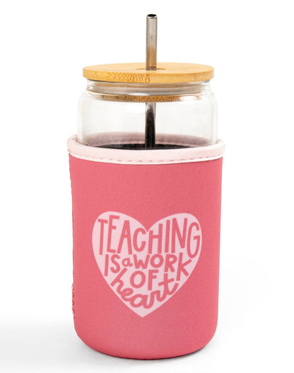 Teaching Is A Work Of Heart Coffee Sleeve: Small - Bria Blair Creative