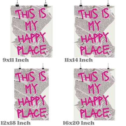 This Is My Happy Place Pink Retro Newspaper Wall Art Prints: 16"x20" - Bria Blair Creative