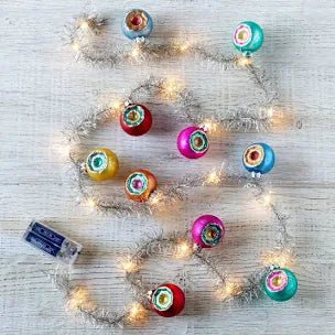 Tinsel Garland with Glass Balls, Lighted - Bria Blair Creative