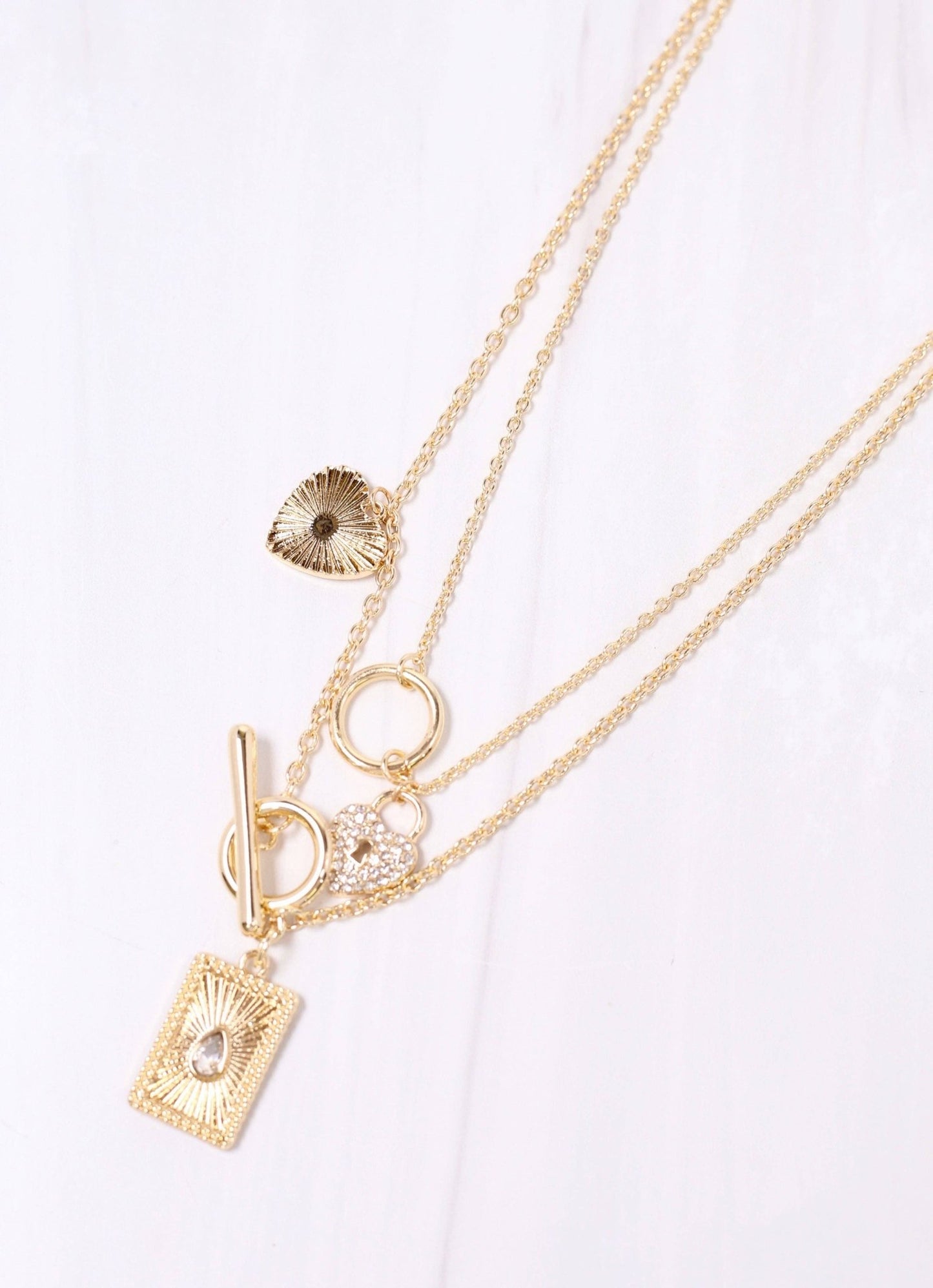Tipton Layered Charms Necklace GOLD: Default - Bria Blair Creative