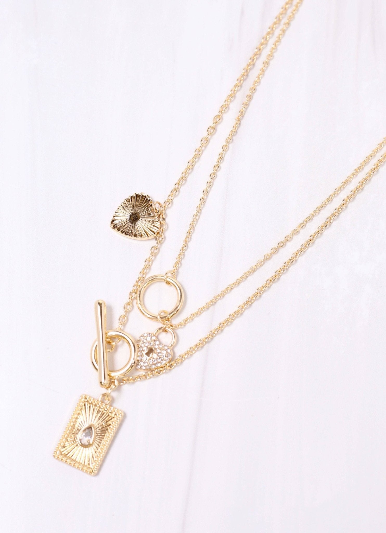 Tipton Layered Charms Necklace GOLD: Default - Bria Blair Creative