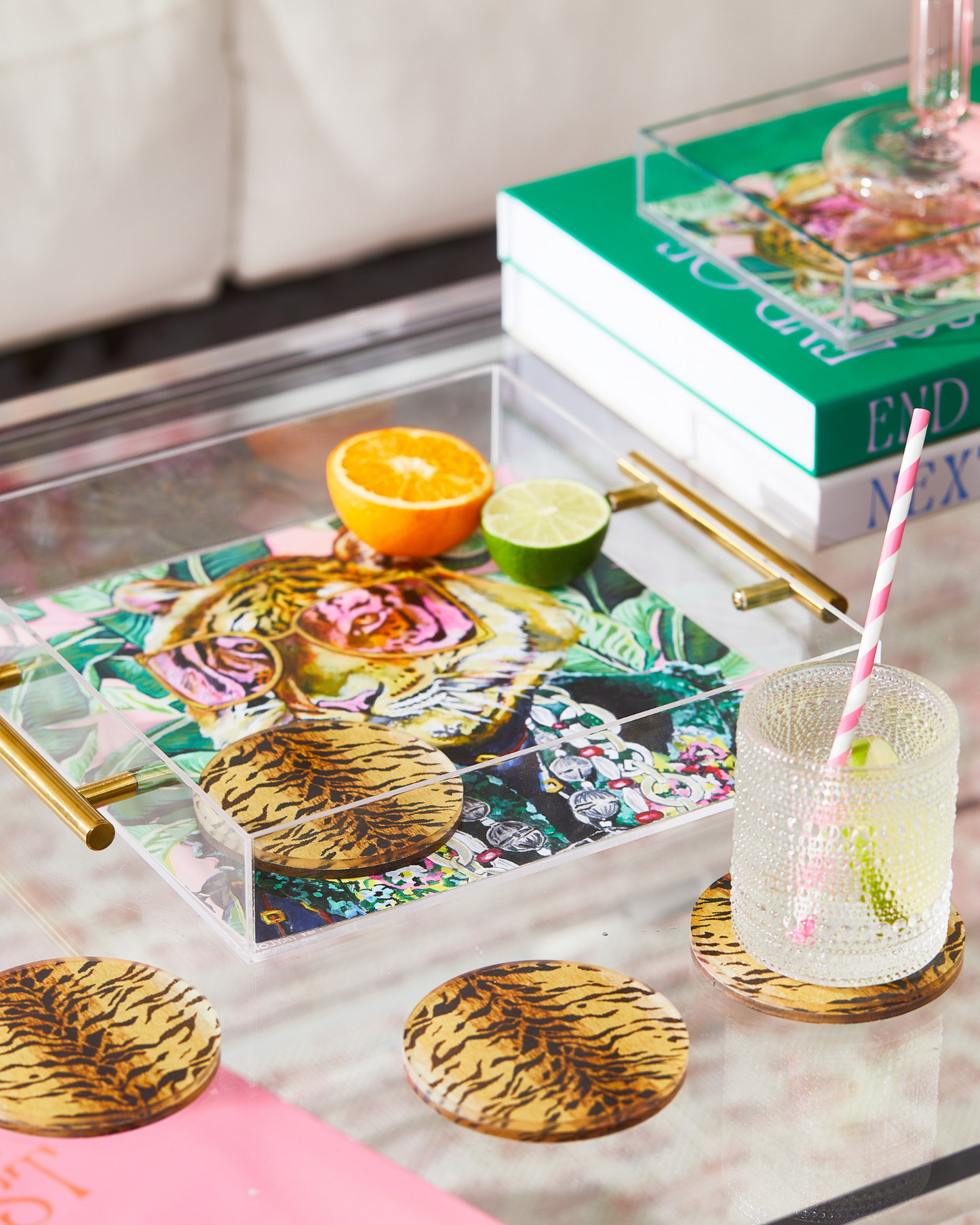 Toby The Tiger Acrylic Tray With Gold Handles - Bria Blair Creative